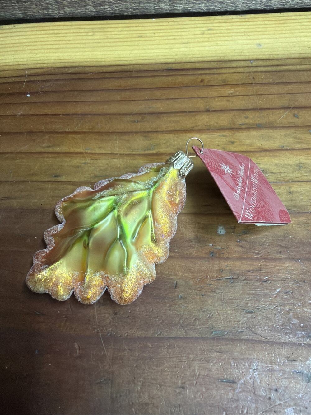 Christopher Radko Vintage 1998 Golden Oak Frost Leaf Ornament